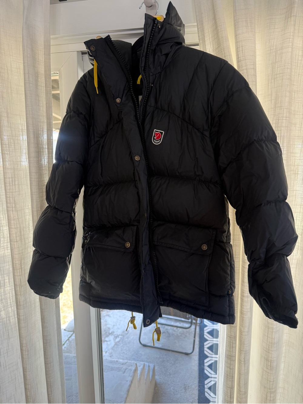 Fjallraven Black Puffer Jacket with Yellow Accents